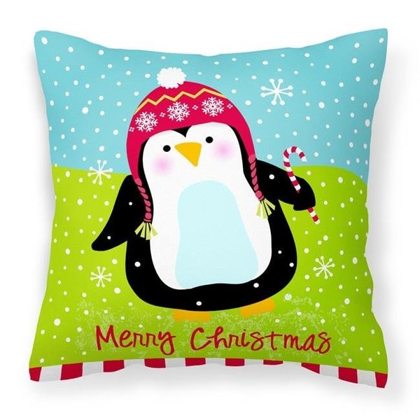 Carolines Treasures Carolines Treasures VHA3015PW1414 Merry Christmas Happy Penguin Fabric Decorative Pillow VHA3015PW1414